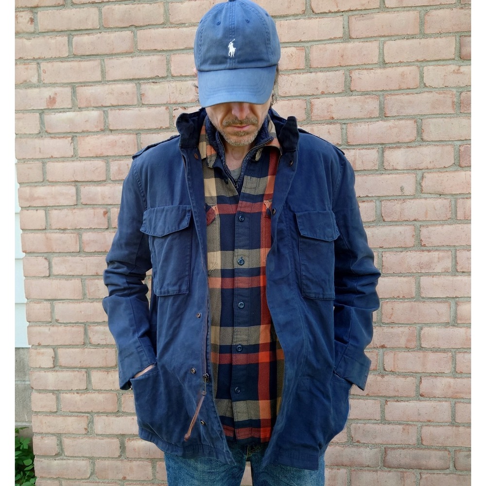 Timberland Waxed Canvas M65 Field Jacket Mens M Blue MT Kelsey Military TB0A1EJW